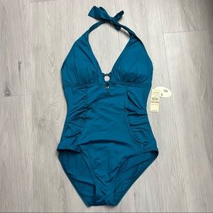 tommy bahama one piece ocean teal halter swimsuit